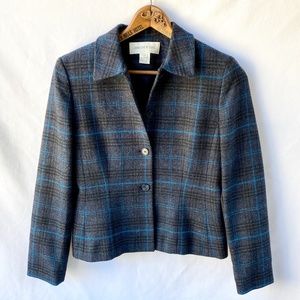 Jones New York Plaid Wool Cashmere Suit Jacket